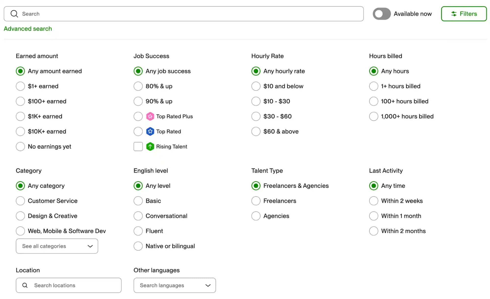 Filtering Options